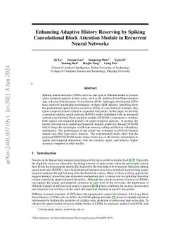 Enhancing Adaptive History Reserving by Spiking Convolutional Block
  Attention Module in Recurrent Neural Networks