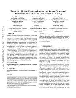 Towards Efficient Communication and Secure Federated Recommendation
  System via Low-rank Training