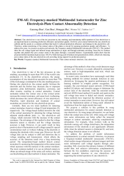 FM-AE: Frequency-masked Multimodal Autoencoder for Zinc Electrolysis
  Plate Contact Abnormality Detection