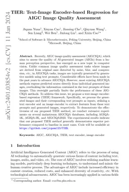 TIER: Text-Image Encoder-based Regression for AIGC Image Quality
  Assessment