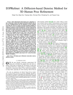 D3PRefiner: A Diffusion-based Denoise Method for 3D Human Pose
  Refinement