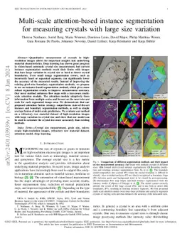 Multi-scale attention-based instance segmentation for measuring crystals
  with large size variation