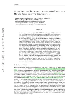 Accelerating Retrieval-Augmented Language Model Serving with Speculation