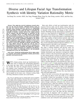 Diverse and Lifespan Facial Age Transformation Synthesis with Identity
  Variation Rationality Metric