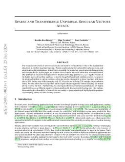 Sparse and Transferable Universal Singular Vectors Attack