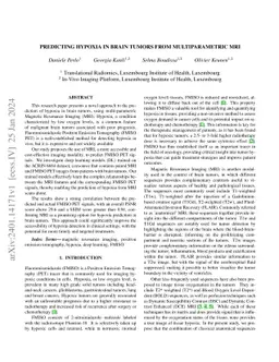 Predicting Hypoxia in Brain Tumors from Multiparametric MRI