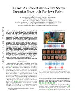 TDFNet: An Efficient Audio-Visual Speech Separation Model with Top-down
  Fusion