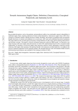 Towards Autonomous Supply Chains: Definition, Characteristics,
  Conceptual Framework, and Autonomy Levels