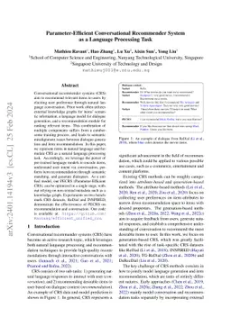 Parameter-Efficient Conversational Recommender System as a Language
  Processing Task
