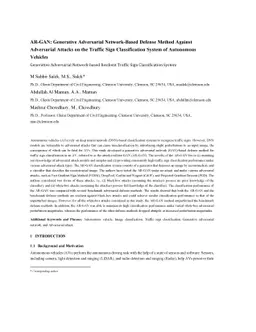 AR-GAN: Generative Adversarial Network-Based Defense Method Against
  Adversarial Attacks on the Traffic Sign Classification System of Autonomous
  Vehicles