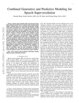 Combined Generative and Predictive Modeling for Speech Super-resolution