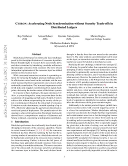 CHIRON: Accelerating Node Synchronization without Security Trade-offs in
  Distributed Ledgers