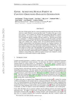 Genie: Achieving Human Parity in Content-Grounded Datasets Generation