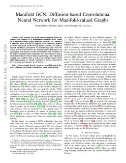 Manifold GCN: Diffusion-based Convolutional Neural Network for Manifold-valued Graphs