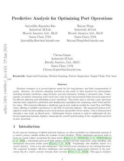 Predictive Analysis for Optimizing Port Operations