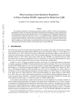 Meta-Learning Linear Quadratic Regulators: A Policy Gradient MAML
  Approach for Model-free LQR
