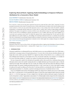 Exploring Musical Roots: Applying Audio Embeddings to Empower Influence
  Attribution for a Generative Music Model