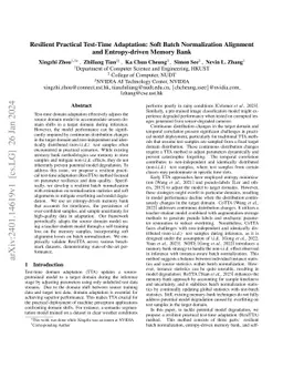 Resilient Practical Test-Time Adaptation: Soft Batch Normalization
  Alignment and Entropy-driven Memory Bank