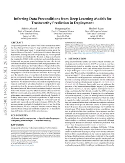Inferring Data Preconditions from Deep Learning Models for Trustworthy
  Prediction in Deployment