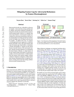 Mitigating Feature Gap for Adversarial Robustness by Feature
  Disentanglement