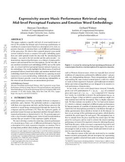 Expressivity-aware Music Performance Retrieval using Mid-level
  Perceptual Features and Emotion Word Embeddings