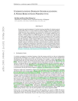 Understanding Domain Generalization: A Noise Robustness Perspective