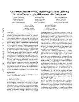 GuardML: Efficient Privacy-Preserving Machine Learning Services Through
  Hybrid Homomorphic Encryption