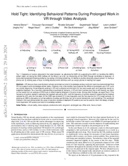 Hold Tight: Identifying Behavioral Patterns During Prolonged Work in VR
  through Video Analysis