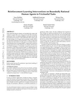 Reinforcement Learning Interventions on Boundedly Rational Human Agents
  in Frictionful Tasks