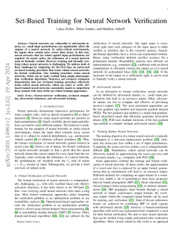 Set-Based Training for Neural Network Verification