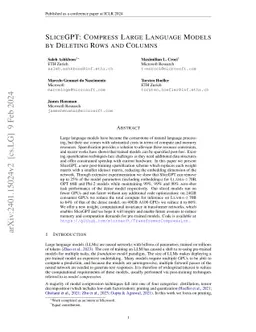 SliceGPT: Compress Large Language Models by Deleting Rows and Columns