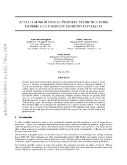 Accelerating Material Property Prediction using Generically Complete
  Isometry Invariants
