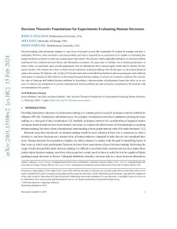 Decision Theoretic Foundations for Experiments Evaluating Human
  Decisions