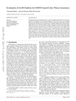 Evaluation of LLM Chatbots for OSINT-based Cyber Threat Awareness