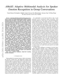 AMuSE: Adaptive Multimodal Analysis for Speaker Emotion Recognition in
  Group Conversations