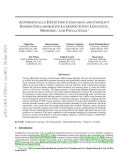 Automatically Detecting Confusion and Conflict During Collaborative
  Learning Using Linguistic, Prosodic, and Facial Cues