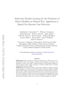 Transfer Learning for the Prediction of Entity Modifiers in Clinical
  Text: Application to Opioid Use Disorder Case Detection