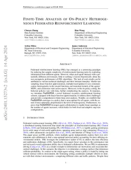 Finite-Time Analysis of On-Policy Heterogeneous Federated Reinforcement
  Learning