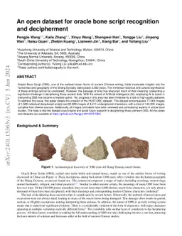 An open dataset for oracle bone script recognition and decipherment