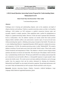 A RAG-based Question Answering System Proposal for Understanding Islam: MufassirQAS LLM