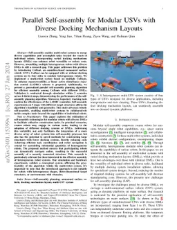 Parallel Self-assembly for Modular USVs with Diverse Docking Mechanism
  Layouts