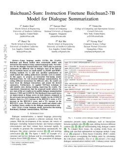 Baichuan2-Sum: Instruction Finetune Baichuan2-7B Model for Dialogue
  Summarization