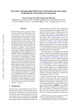 Style-News: Incorporating Stylized News Generation and Adversarial
  Verification for Neural Fake News Detection