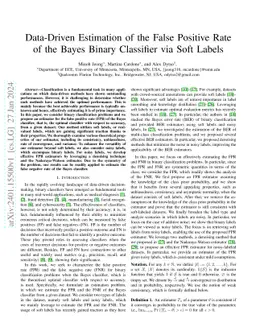 Data-Driven Estimation of the False Positive Rate of the Bayes Binary
  Classifier via Soft Labels