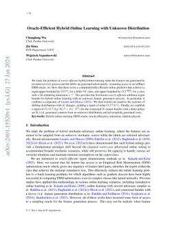 Oracle-Efficient Hybrid Online Learning with Unknown Distribution
