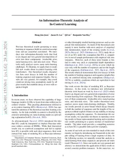 An Information-Theoretic Analysis of In-Context Learning