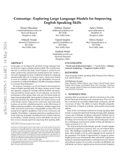Comuniqa : Exploring Large Language Models for improving speaking skills