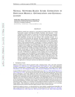 Neural Network-Based Score Estimation in Diffusion Models: Optimization
  and Generalization