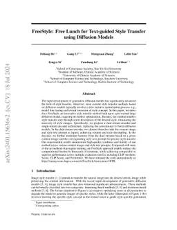 FreeStyle: Free Lunch for Text-guided Style Transfer using Diffusion
  Models