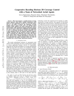 Cooperative Receding Horizon 3D Coverage Control with a Team of
  Networked Aerial Agents